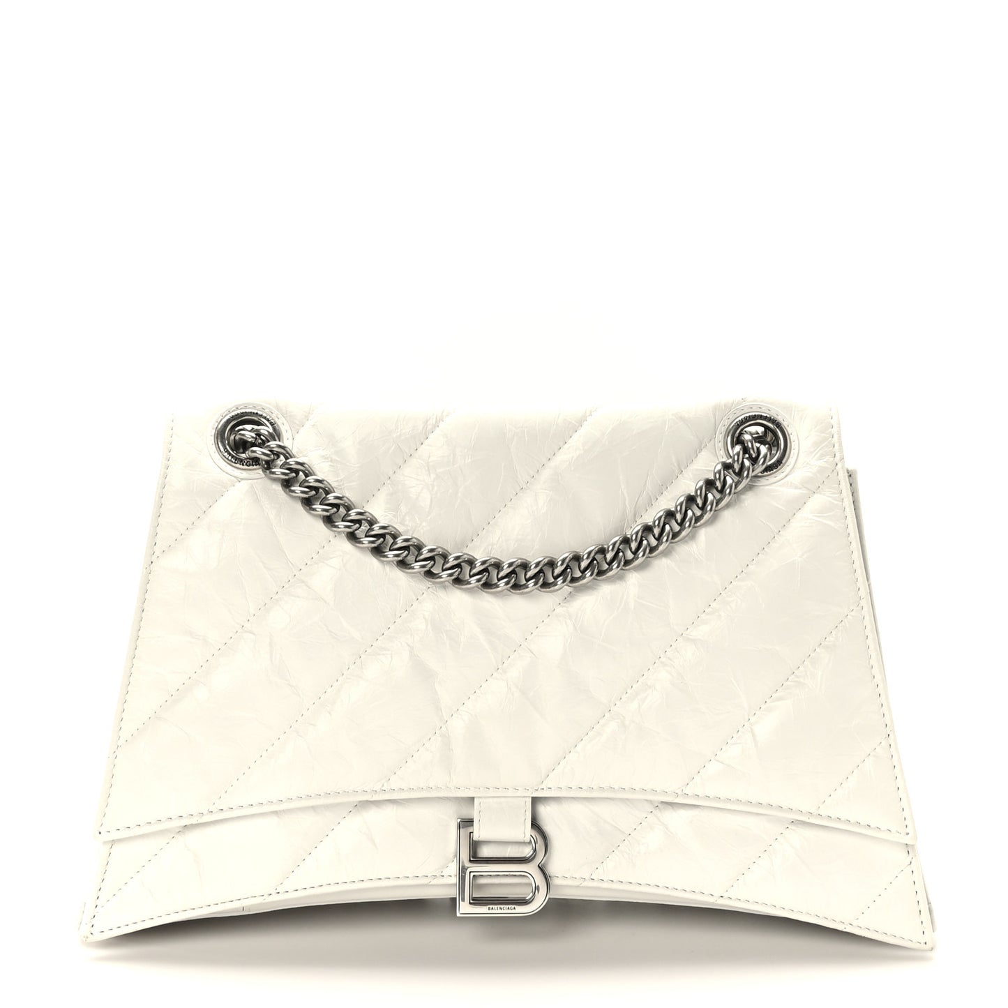 Crushed Calfskin Quilted Medium Crush Chain Bag Optic White