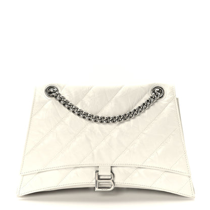 Balenciaga Crushed Calfskin Quilted Medium Crush Chain Bag Optic White 1 of 8