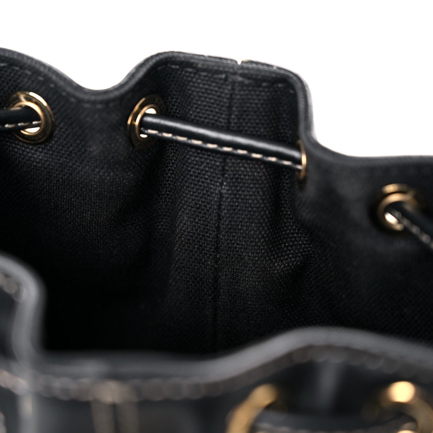 Canvas Vitello King F is Fendi FF Embroidered Mini Mon Tresor Bucket Bag Black