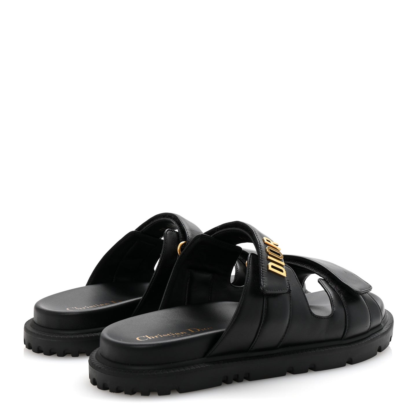 Lambskin Dioract 10mm Slide Sandals 39.5 Black