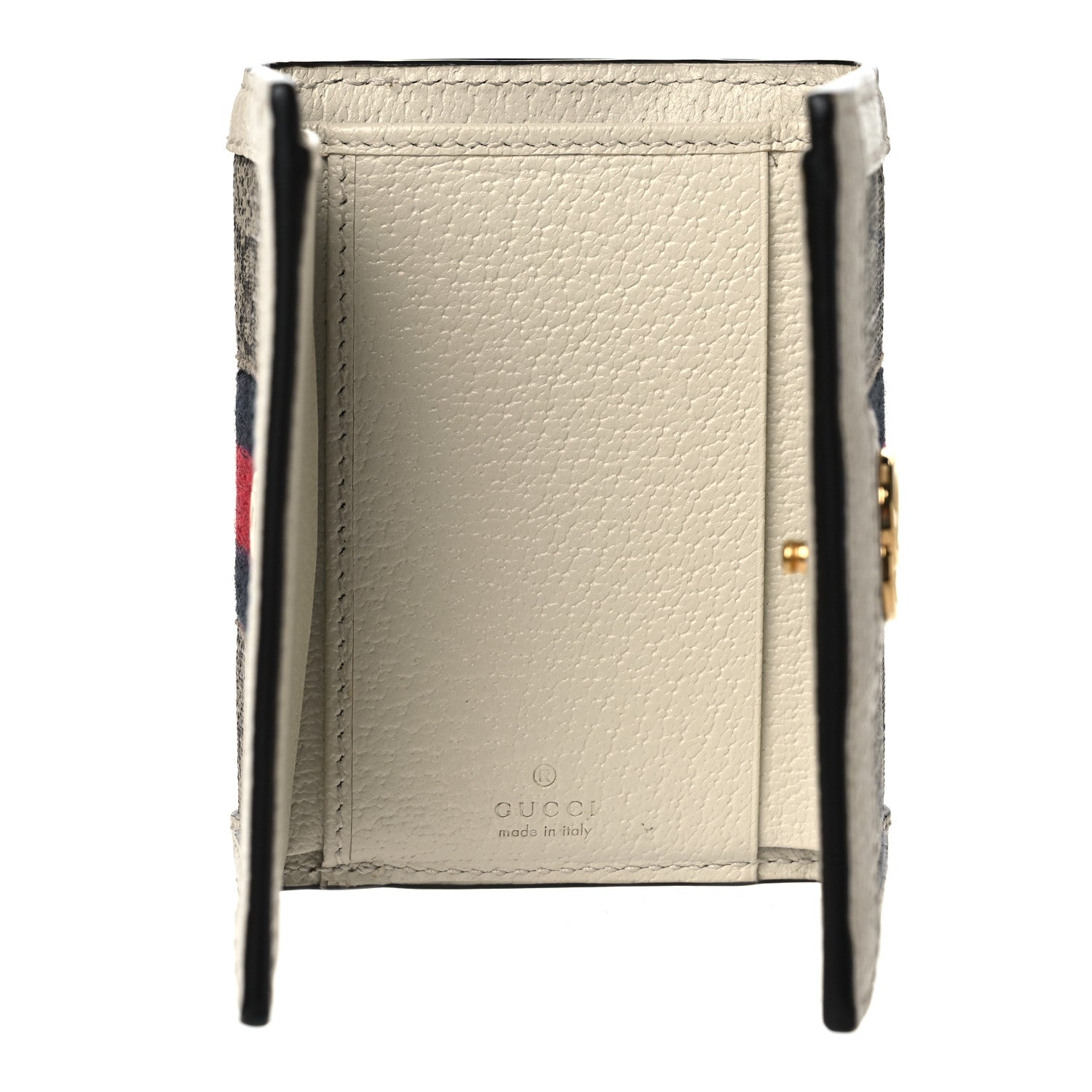 Gucci GG Supreme Monogram Textured Calfskin Web Ophidia Bi-Fold Wallet Beige Ebony Mystic White 5 of 8