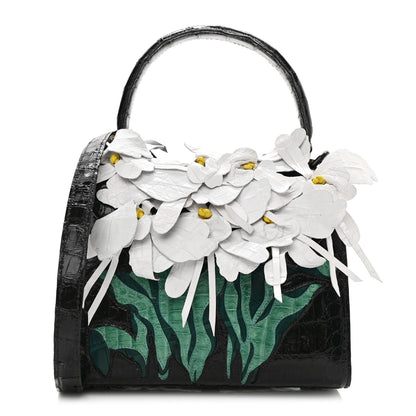 Nancy Gonzalez Crocodile Floral Lily Top Handle Bag 1 of 10