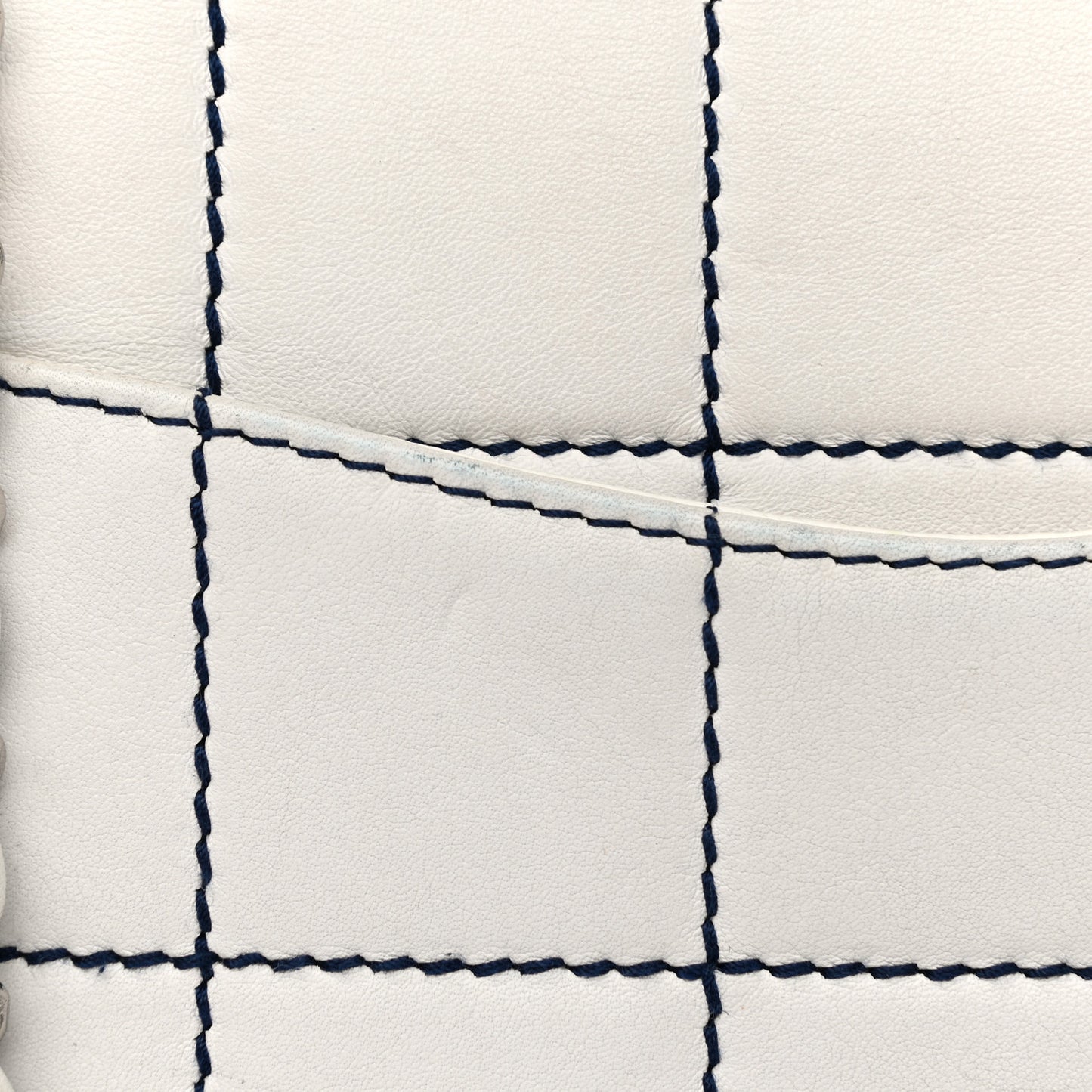 Lambskin Stitched Medium Chocolate Bar Flap White