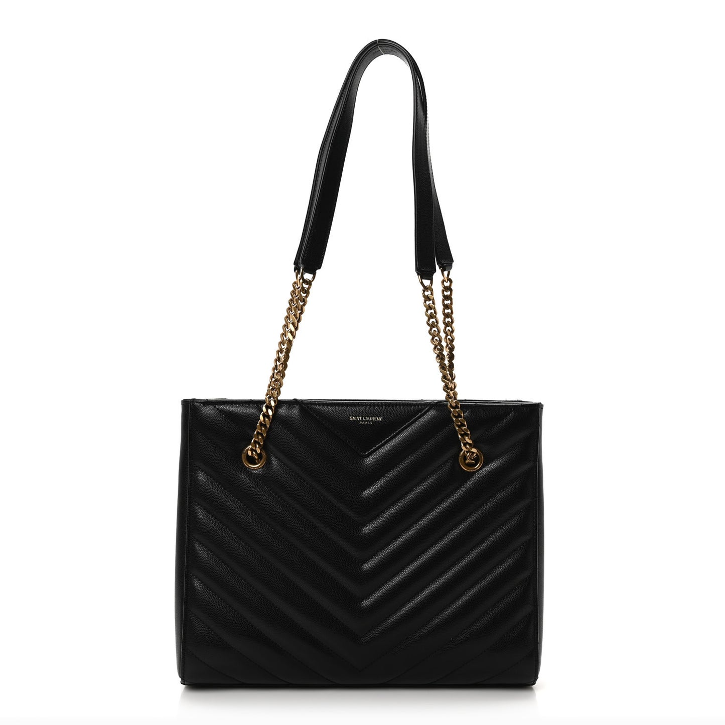 Grain de Poudre Matelasse Chevron Medium Tribeca Shopping Bag Black