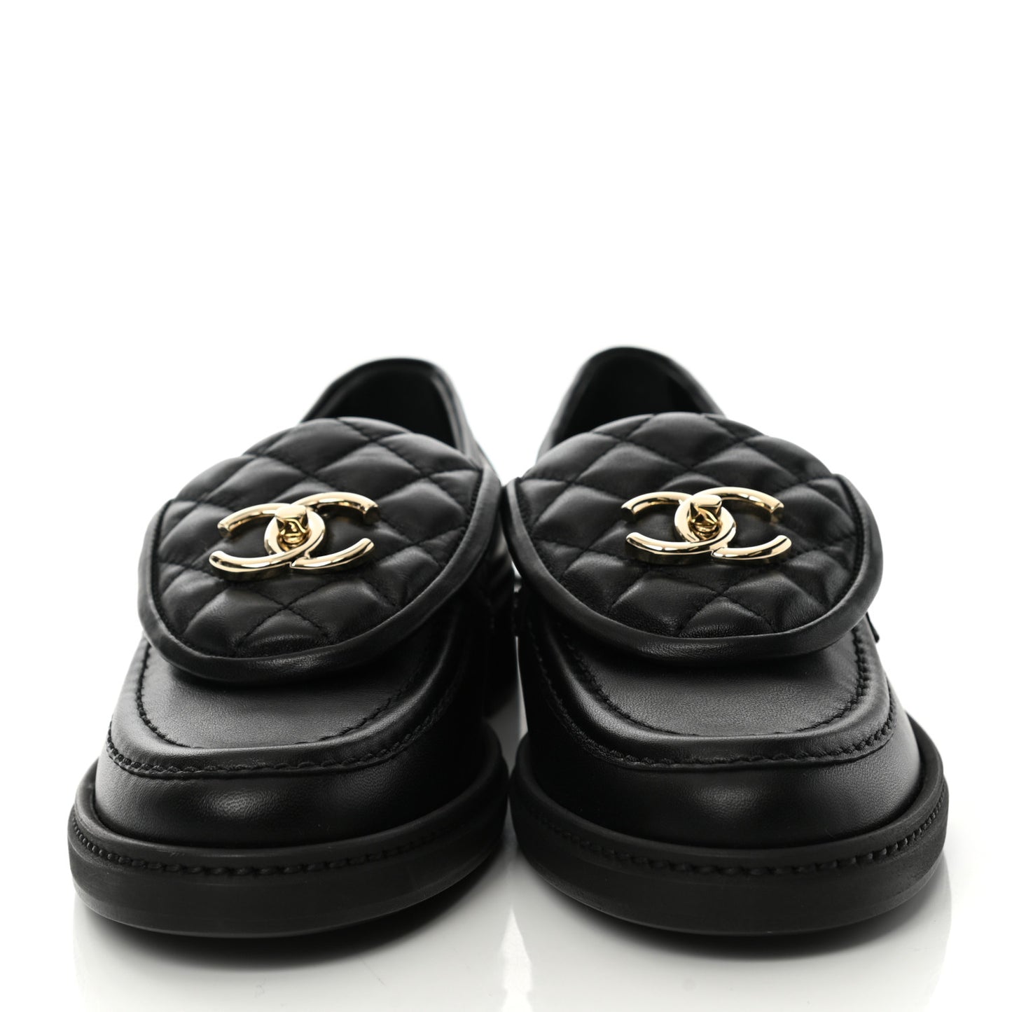 Lambskin Quilted CC Turnlock Loafers 37 Black