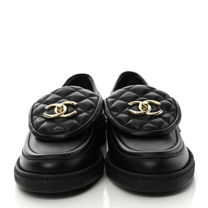 Chanel Lambskin Quilted CC Turnlock Loafers 37 Black 2 of 9