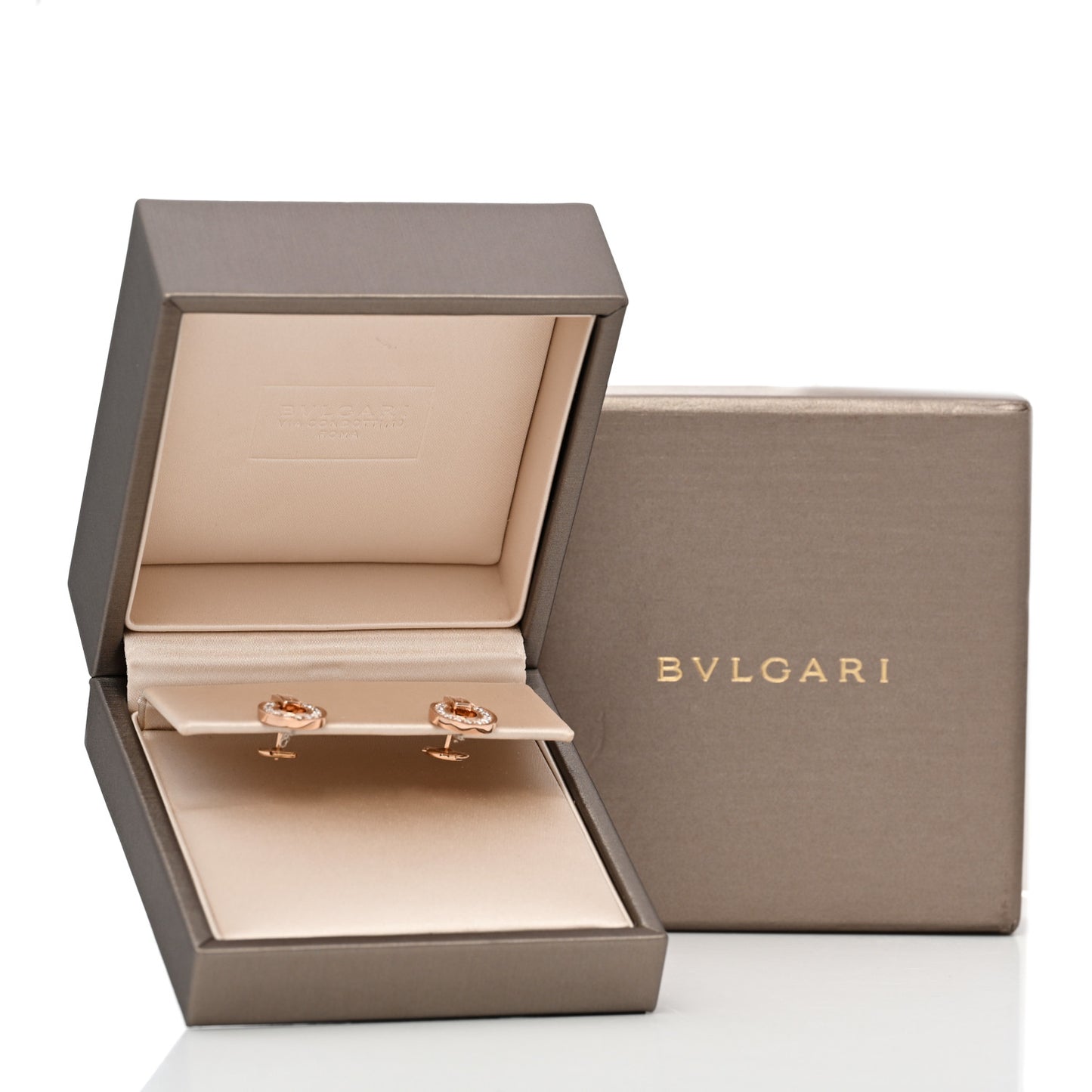 18K Rose Gold Diamond BVLGARI BVLGARI Openwork Earrings