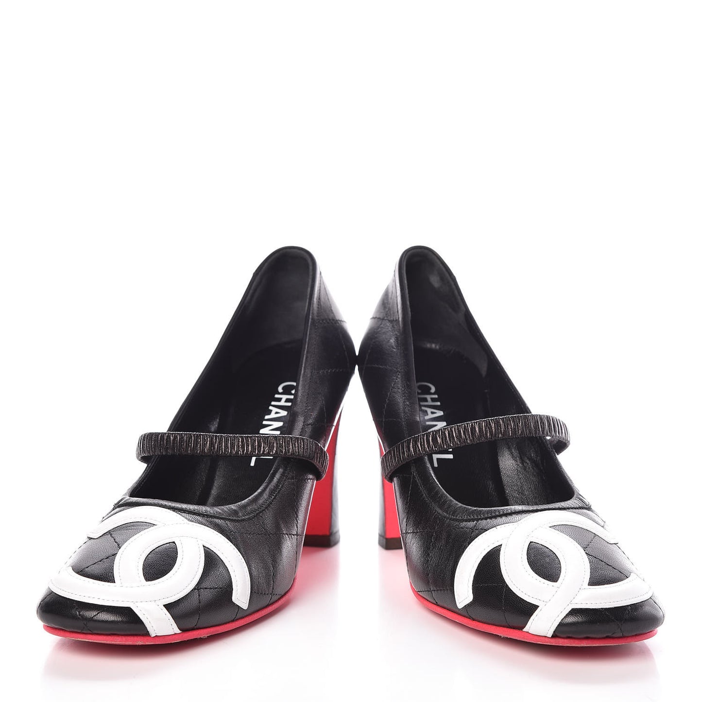 Lambskin Quilted Cambon Mary Jane Pumps 38 Black
