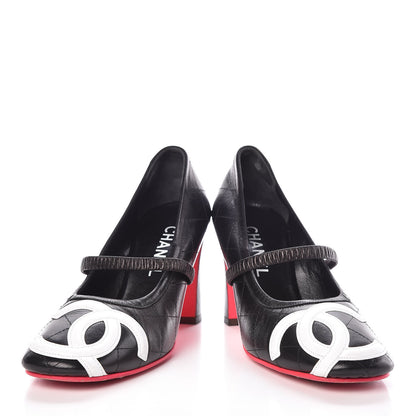 Chanel Lambskin Quilted Cambon Mary Jane Pumps 38 Black 6 of 11