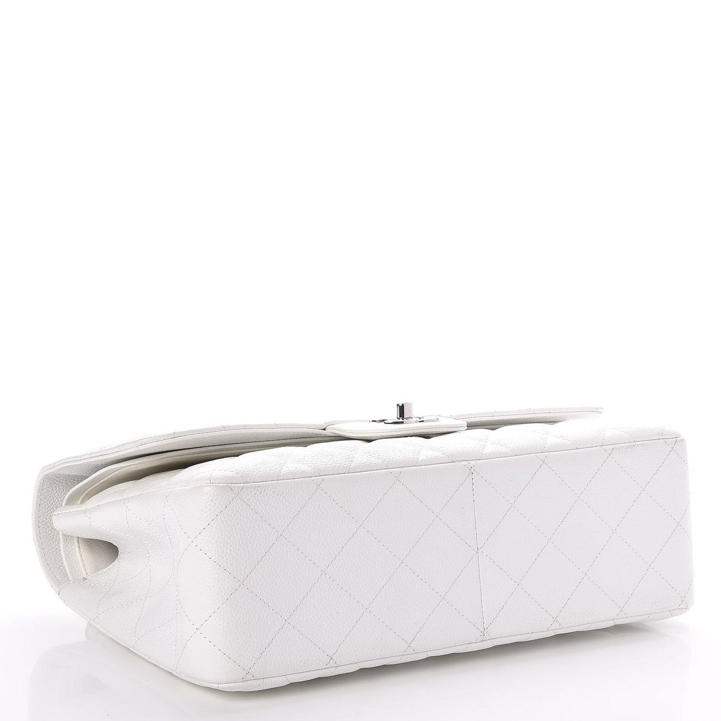 Caviar Quilted Jumbo Double Flap White