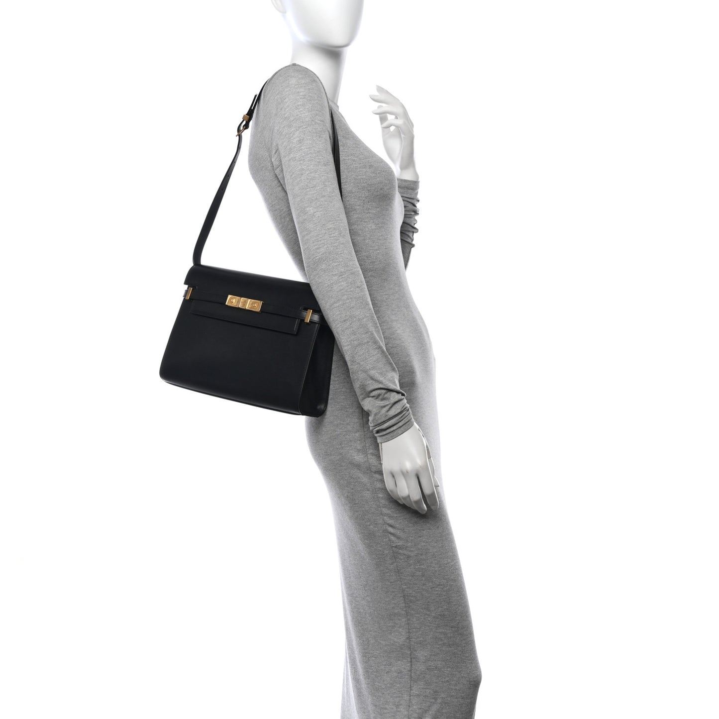 Smooth Calfskin Manhattan Shoulder Bag Black