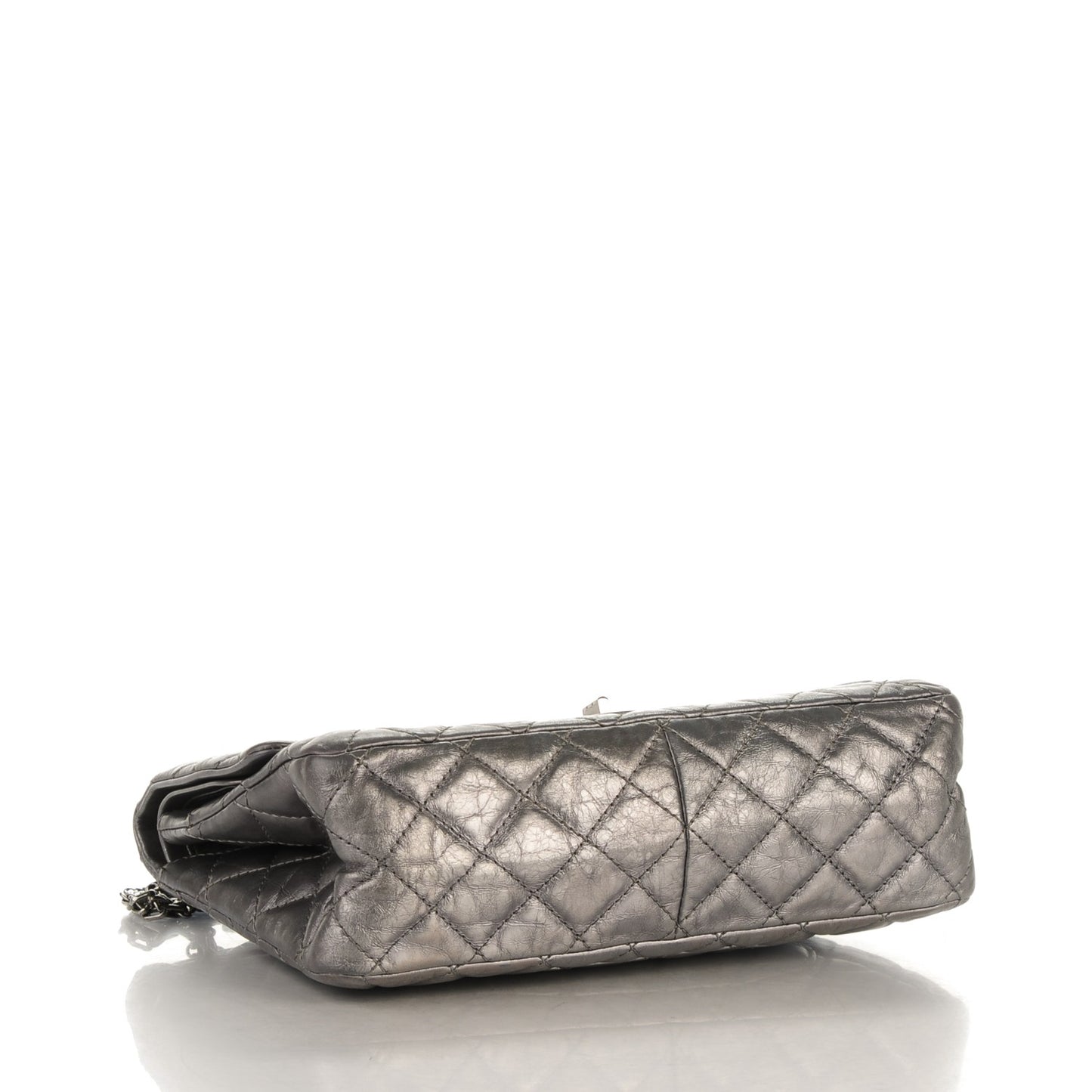 Metallic Aged Calfskin Quilted 2.55 Reissue 226 Flap Dark Silver