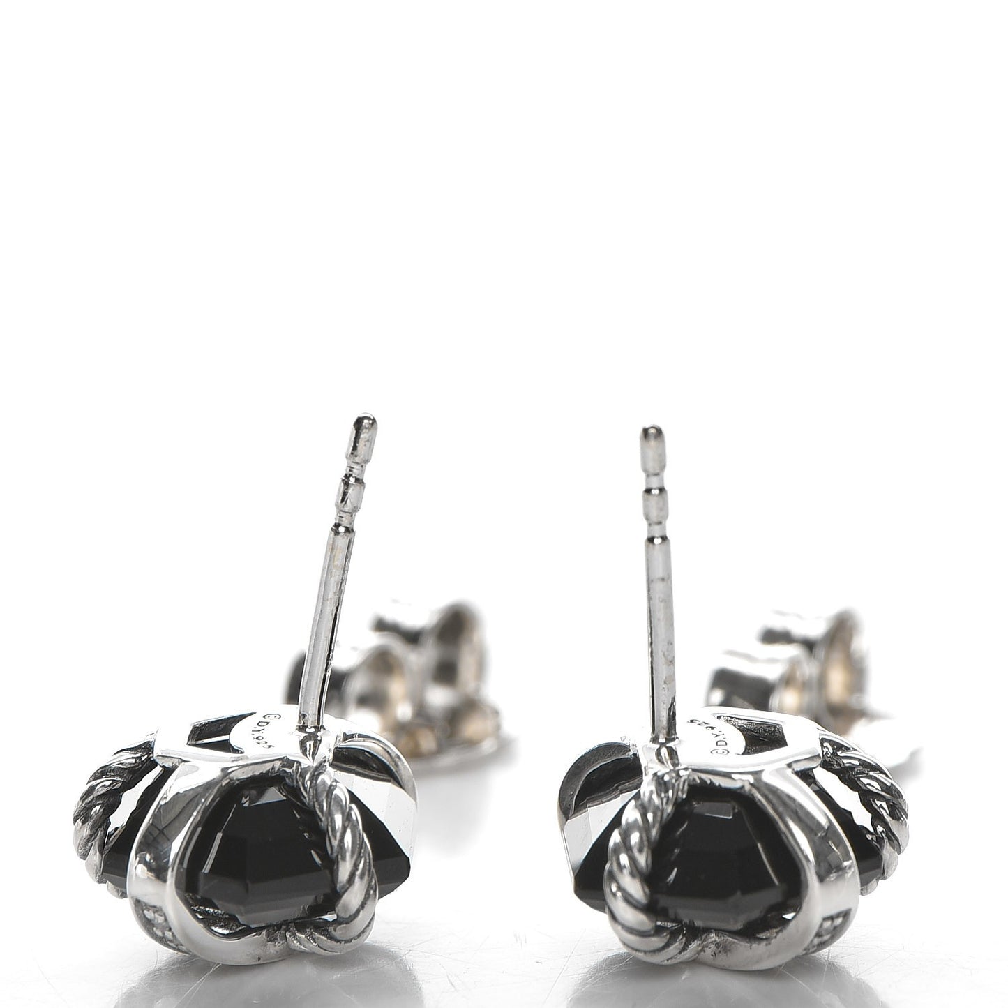 Sterling Silver Diamond Black Onyx 11mm Cable Wrap Earrings