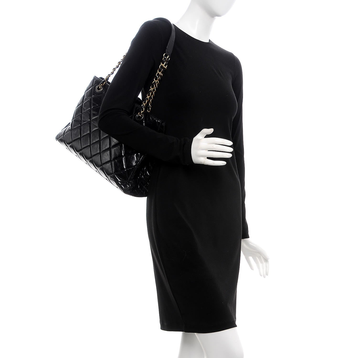 Chanel Glazed Calfskin Quilted Tote Black 2 of 13
