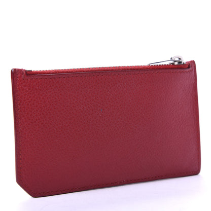 Saint Laurent Grained Calfskin 5 Fragments Zip Pouch Card Holder New Red 3 of 6