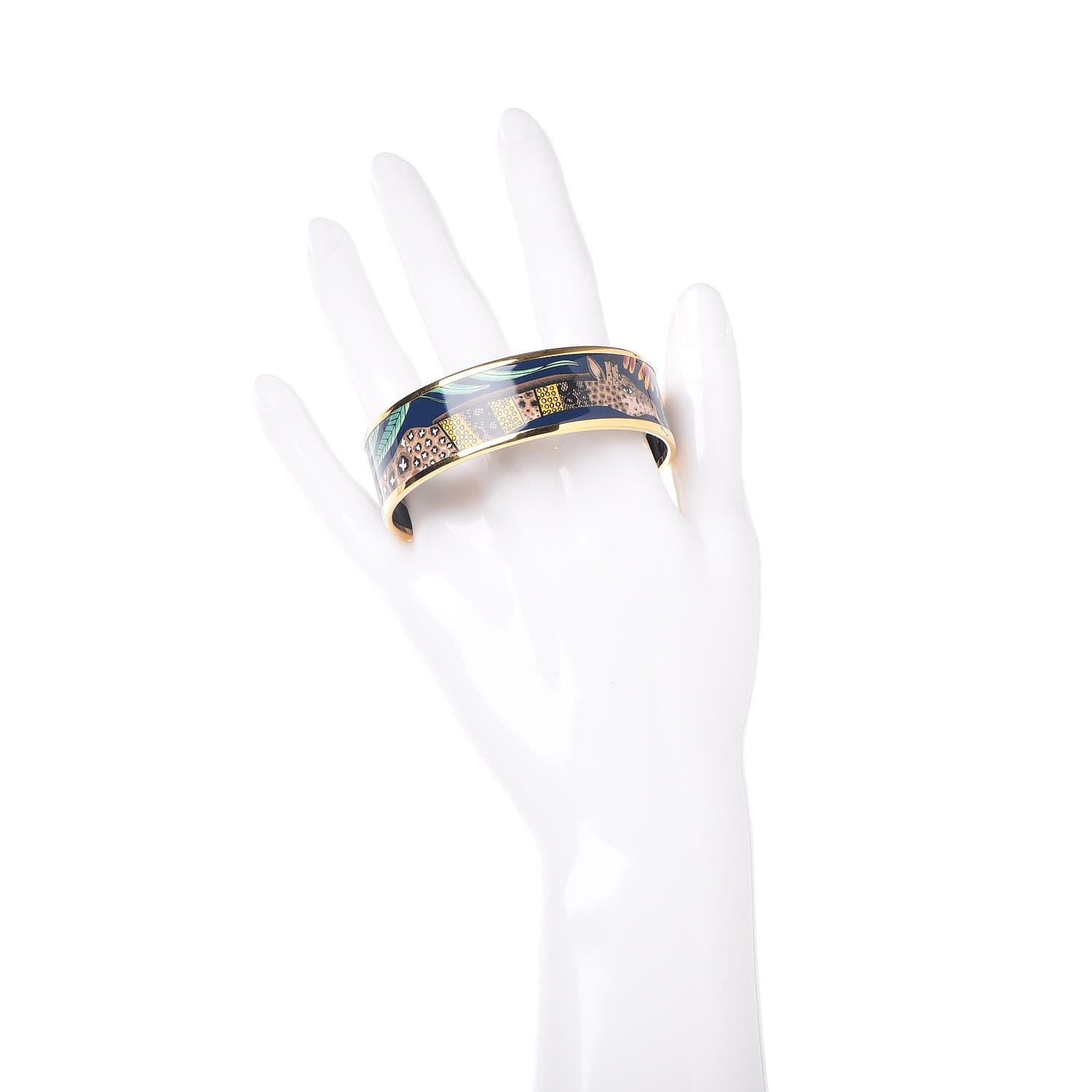 Hermes Enamel Printed Wide Le Marche de Savana Bracelet 62 Exotique 2 of 5