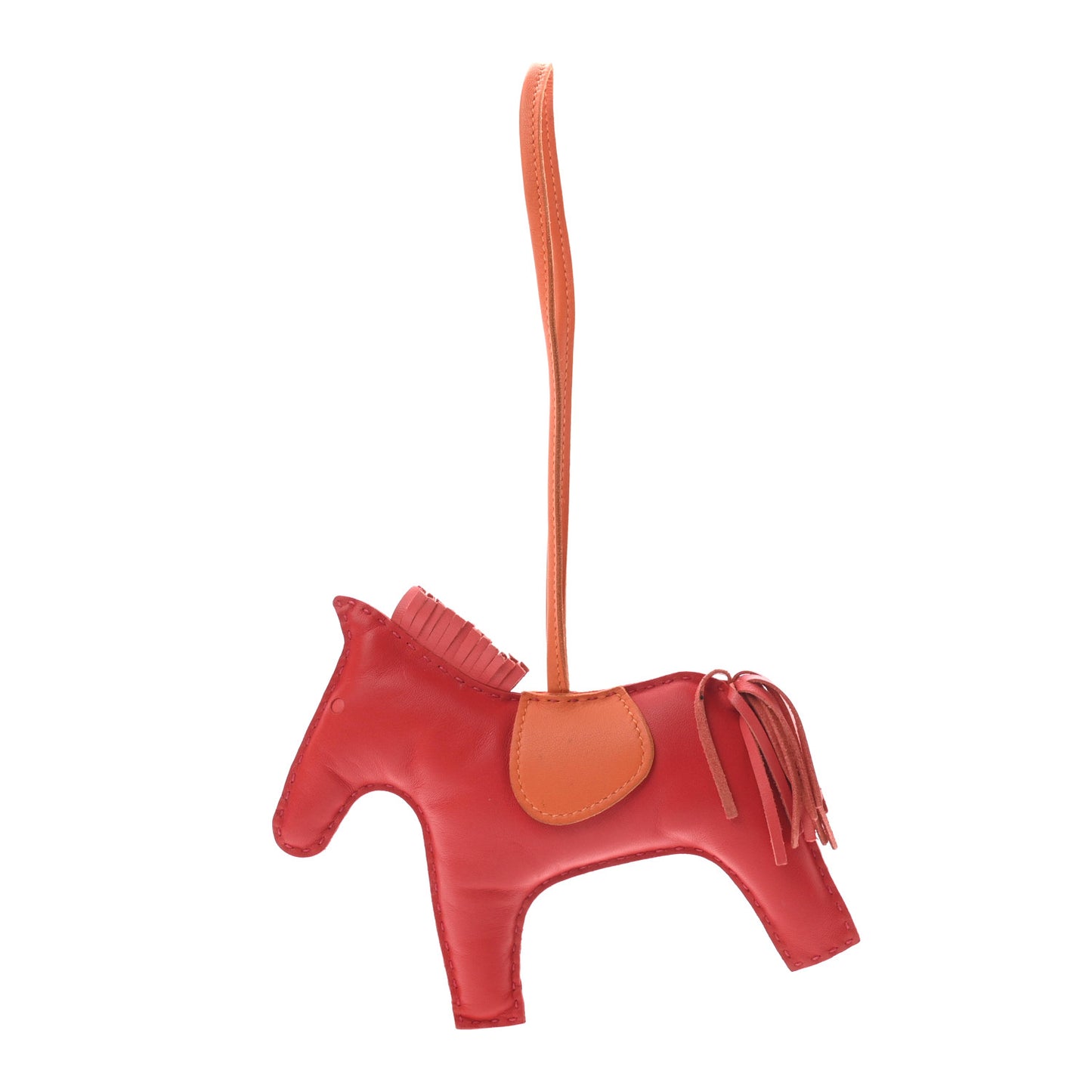 Milo Lambskin Grigri Rodeo Horse Bag Charm GM Rouge Rose Indien Jaipur Feu