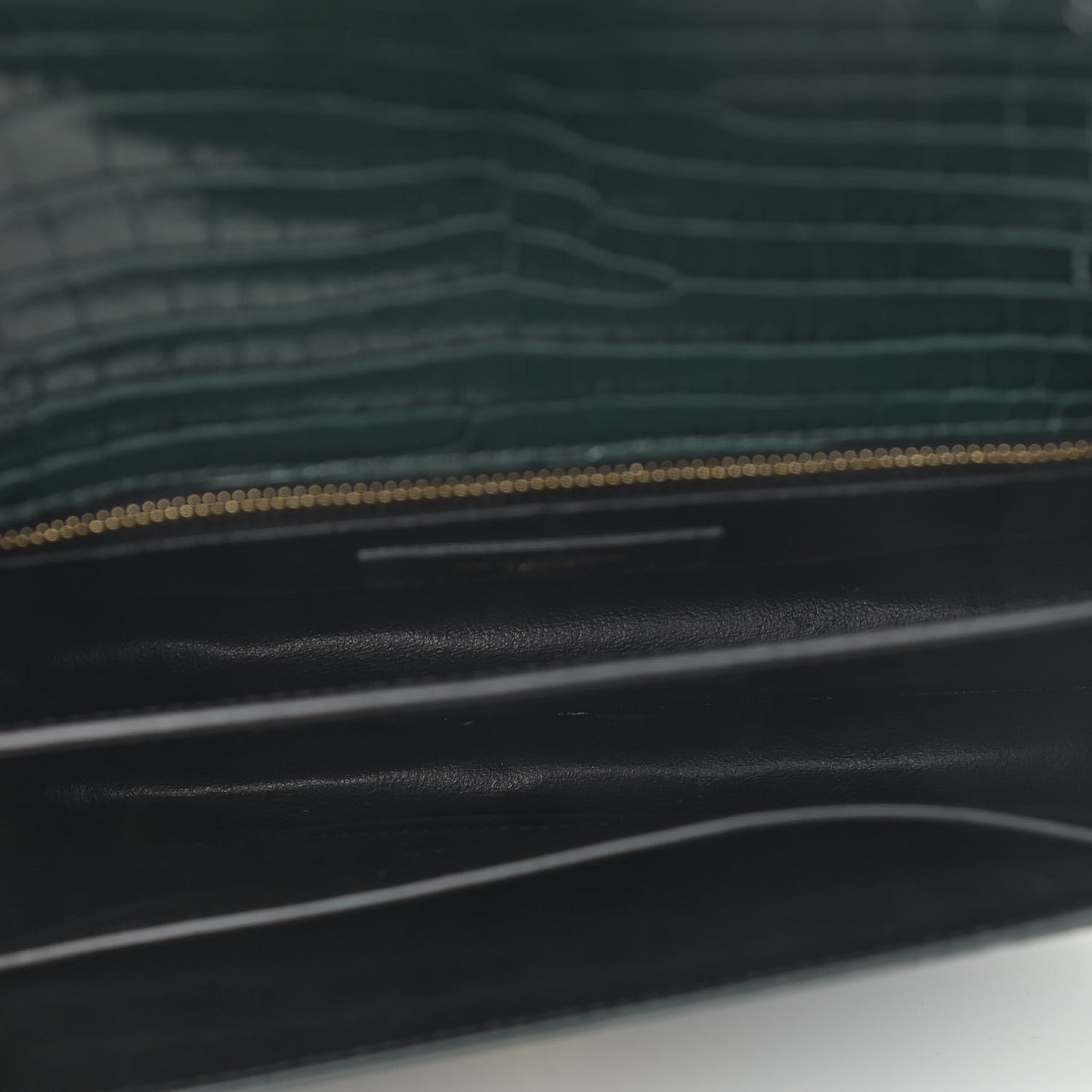Calfskin Crocodile Embossed Monogram Cassandra Clasp Bag Dark Mint