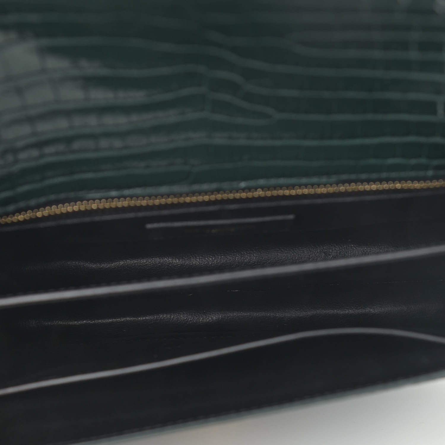 Saint Laurent Calfskin Crocodile Embossed Monogram Cassandra Clasp Bag Dark Mint 5 of 12