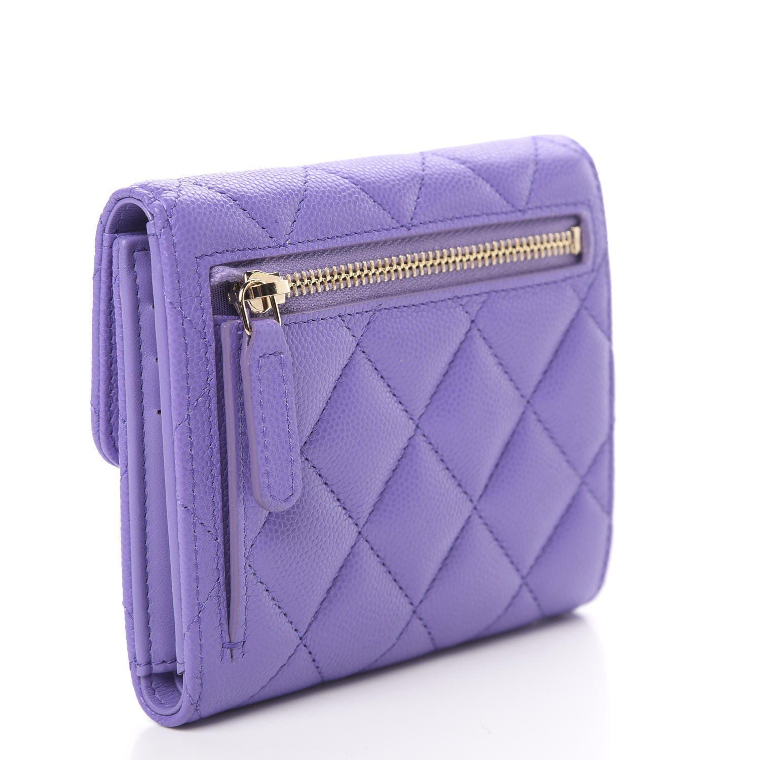 Chanel Caviar Quilted Compact Flap Wallet Purple 3 of 9