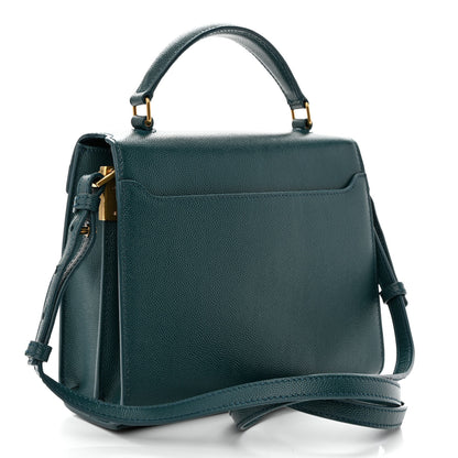 Saint Laurent Grain de Poudre Mini Classic Monogram Cassandra Top Handle Teal 3 of 11