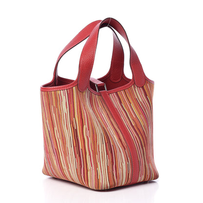 Hermes Taurillon Clemence Vibrato Picotin 18 PM Rouge Casaque 3 of 13