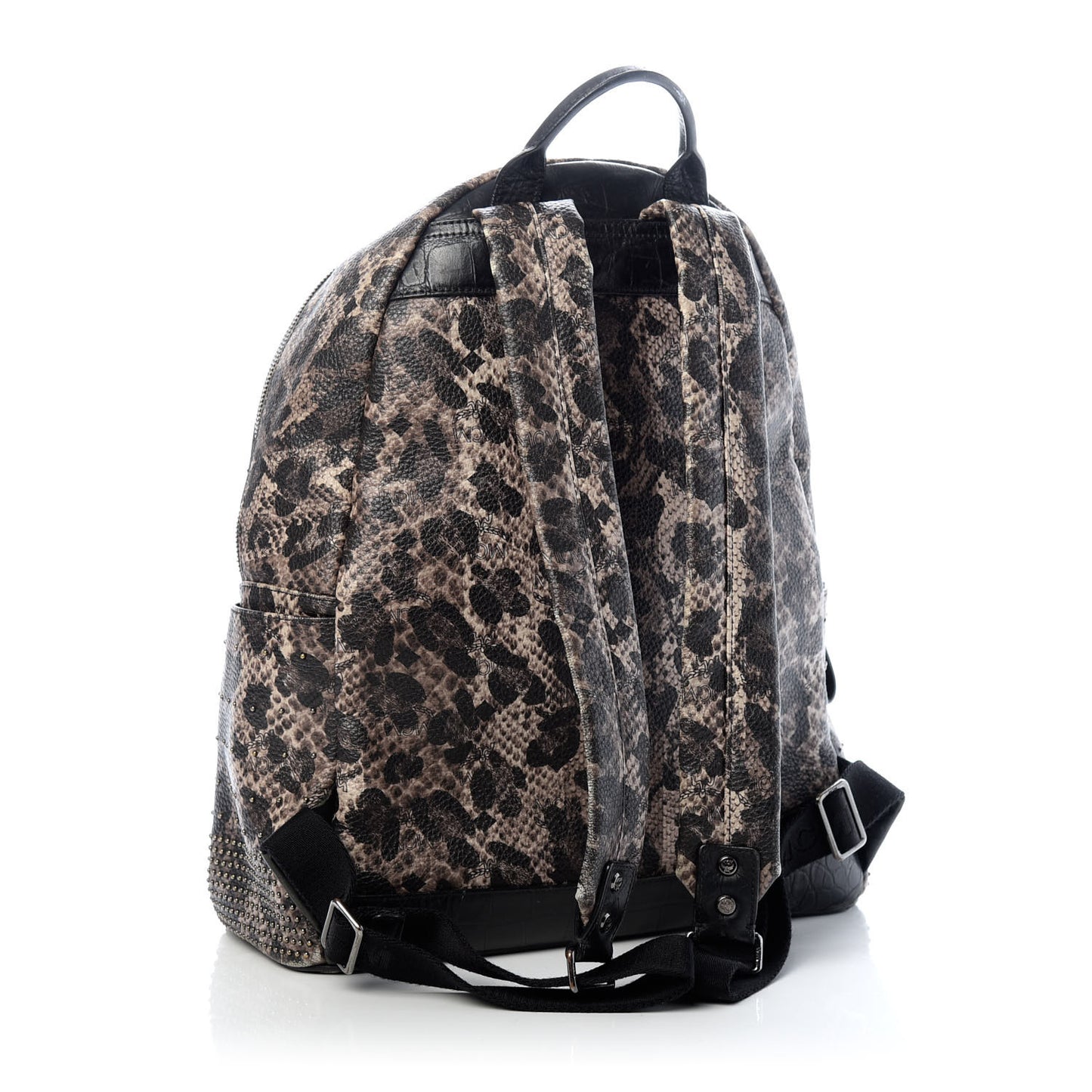 Visetos Snakeskin Printed Studded Medium Stark Backpack Grey