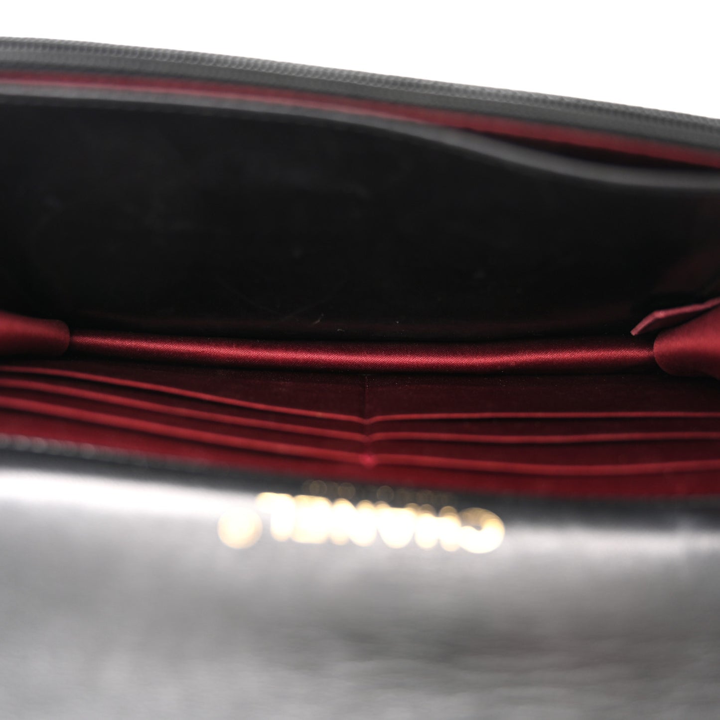 Lambskin Quilted Golden Class Wallet on Chain WOC Black