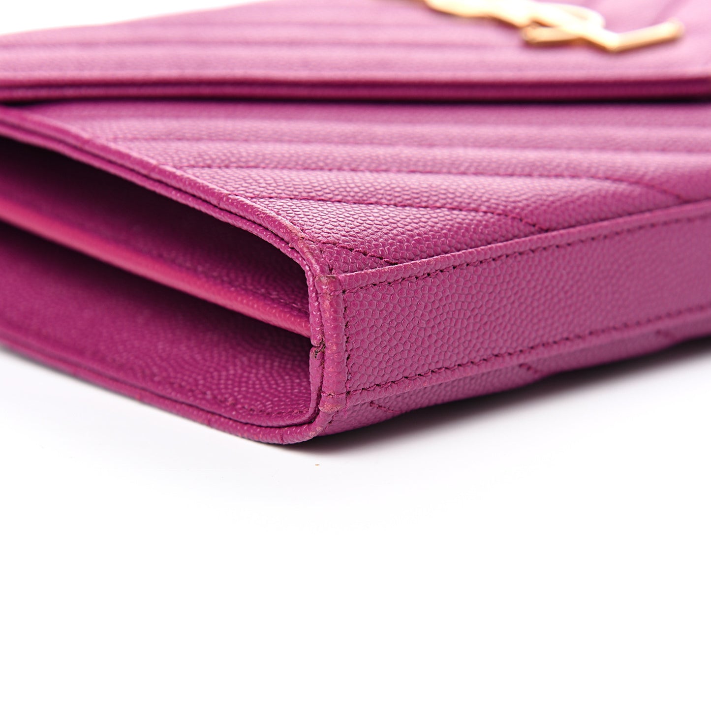 Grain De Poudre Matelasse Chevron Monogram Chain Wallet Dark Grape