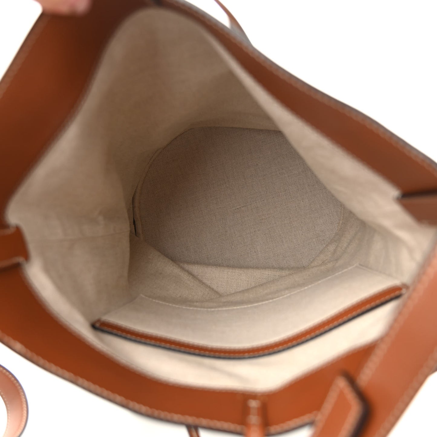 Canvas Smooth Calfskin Medium Bucket Bag Khaki Tan