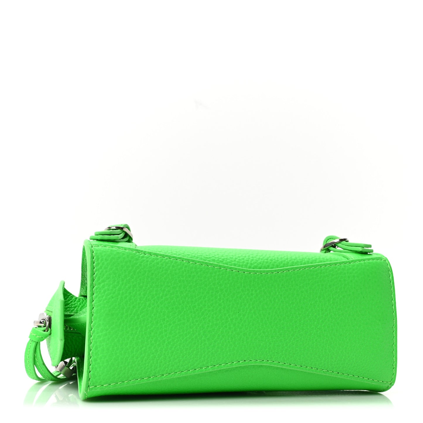 Grained Calfskin Neo Classic Silver Hardware Nano City Crossbody Fluo Green