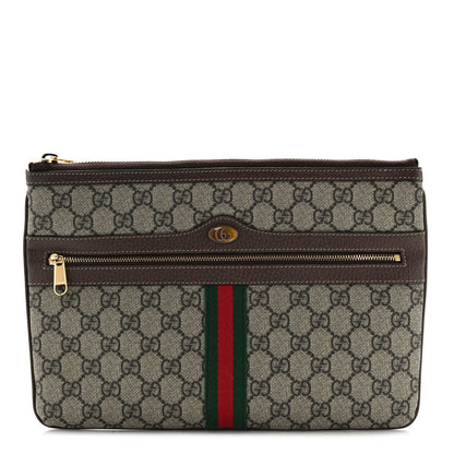 Gucci GG Supreme Monogram Large Ophidia Pouch Clutch Brown 1 of 7