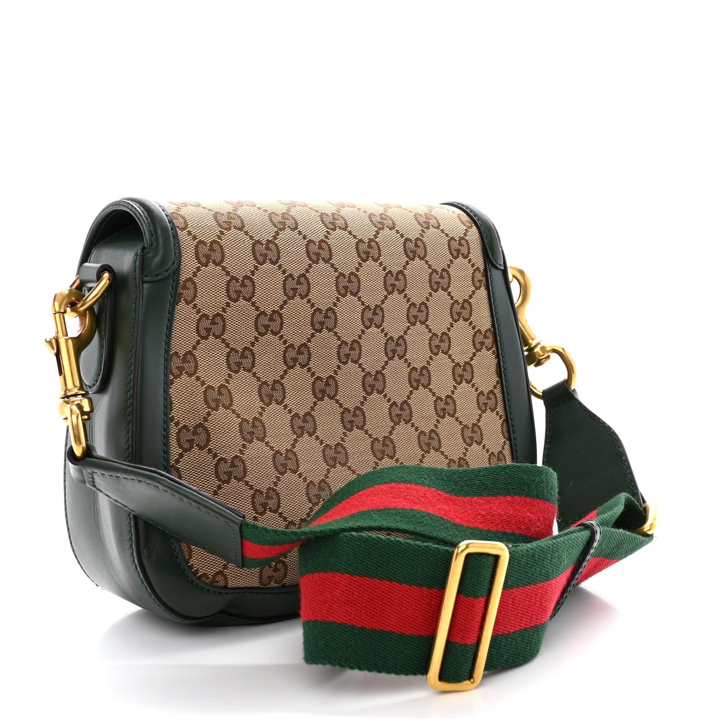 Monogram Calfskin Medium Lady Web Shoulder Bag Beige Green
