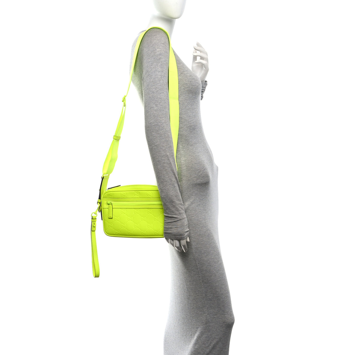 Gucci Rubber Effect Monogram GG Crossbody Bag Fluorescent Yellow 4 of 19