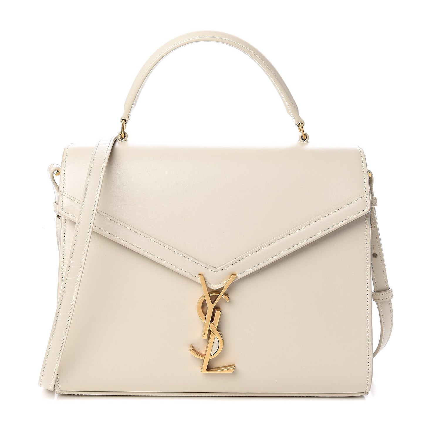 Smooth Calfskin Medium Classic Monogram Cassandra Top Handle Crema Soft Rouge Legion