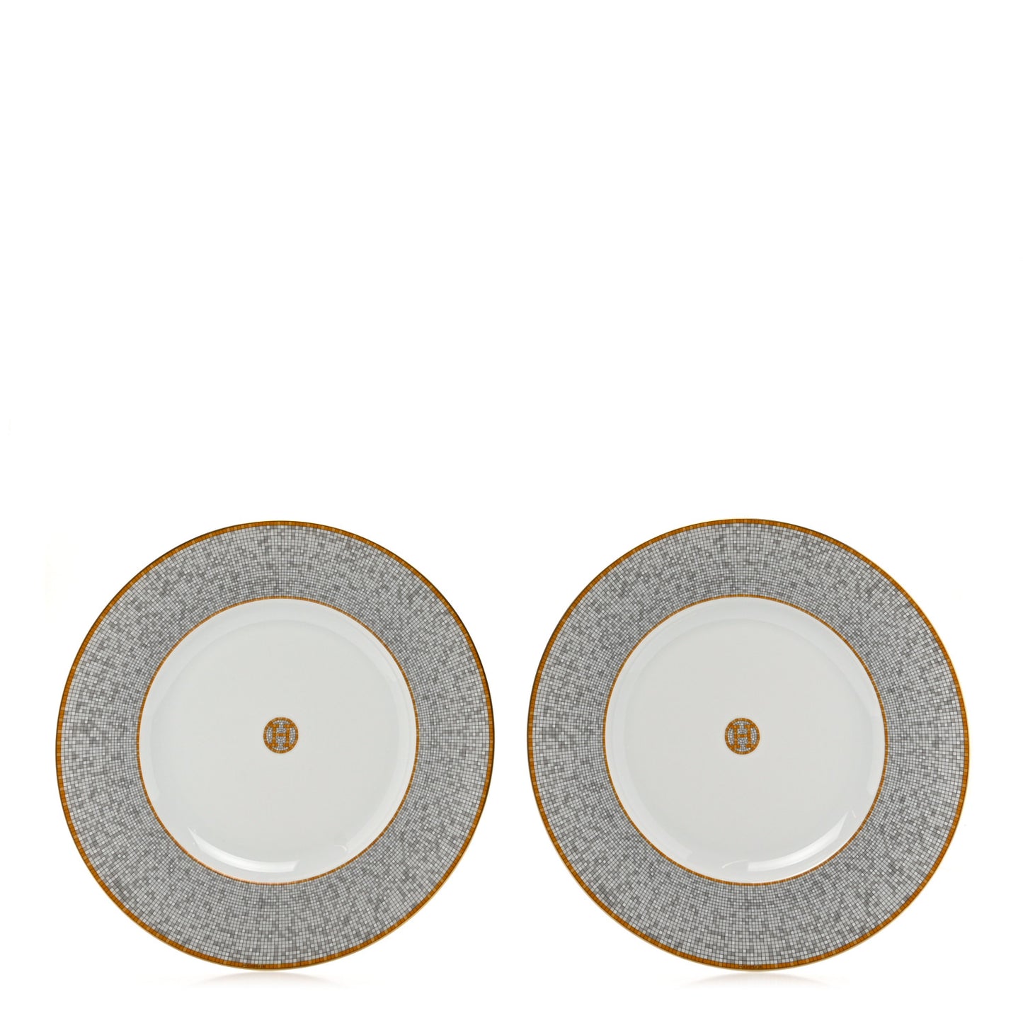 Porcelain Mosaique Au 24 Platine Presentation Plate Set of 2 Gold