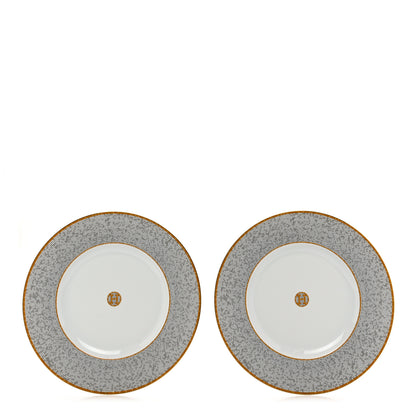 Hermes Porcelain Mosaique Au 24 Platine Presentation Plate Set of 2 Gold 1 of 6