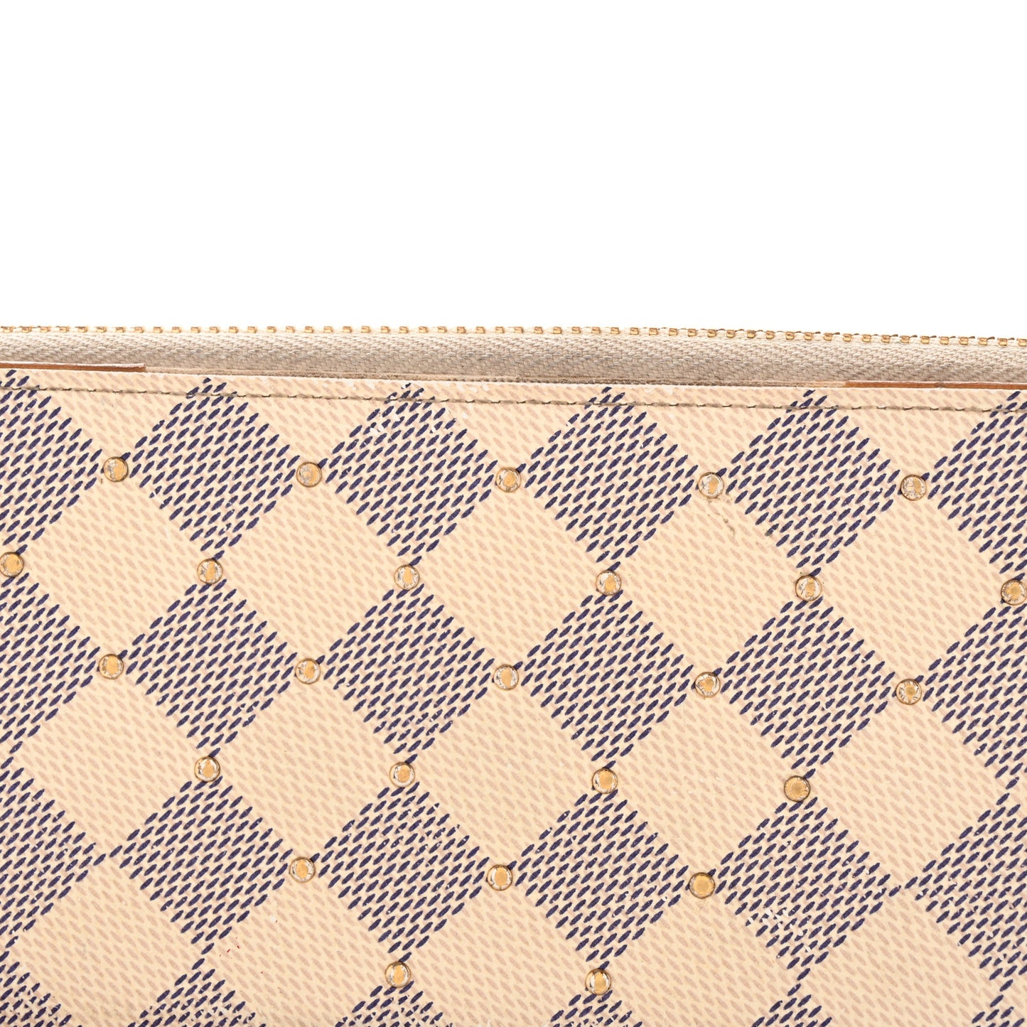 Damier Azur Studded Clemence Wallet Rose Ballerine