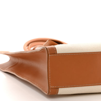 Celine Canvas Calfskin Logo Print Vertical Cabas Natural Tan 8 of 10