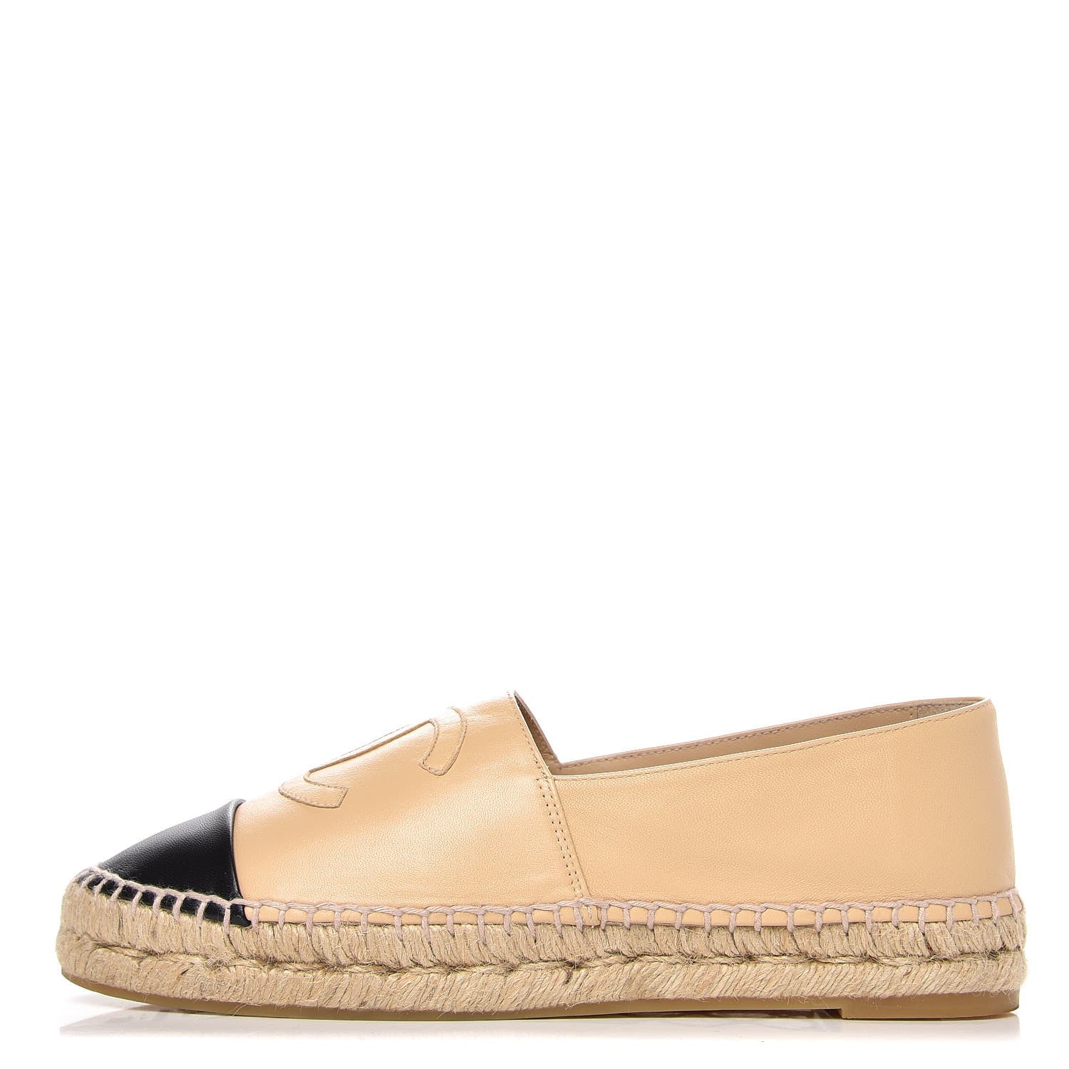 Chanel Lambskin CC Espadrilles 39 Beige Black 1 of 11