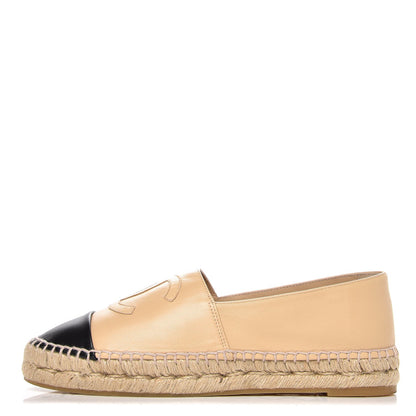 Chanel Lambskin CC Espadrilles 39 Beige Black 1 of 11
