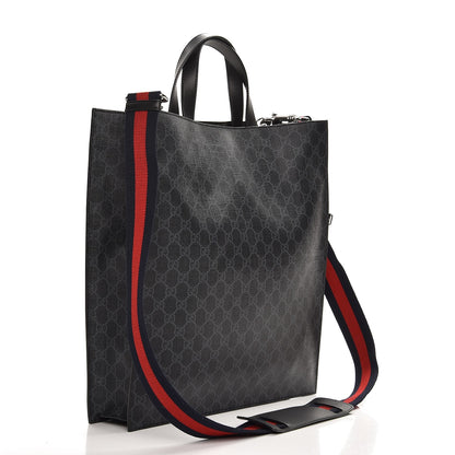 Gucci Soft GG Supreme Monogram Appia Calfskin Web Vertical Tote Black 4 of 9