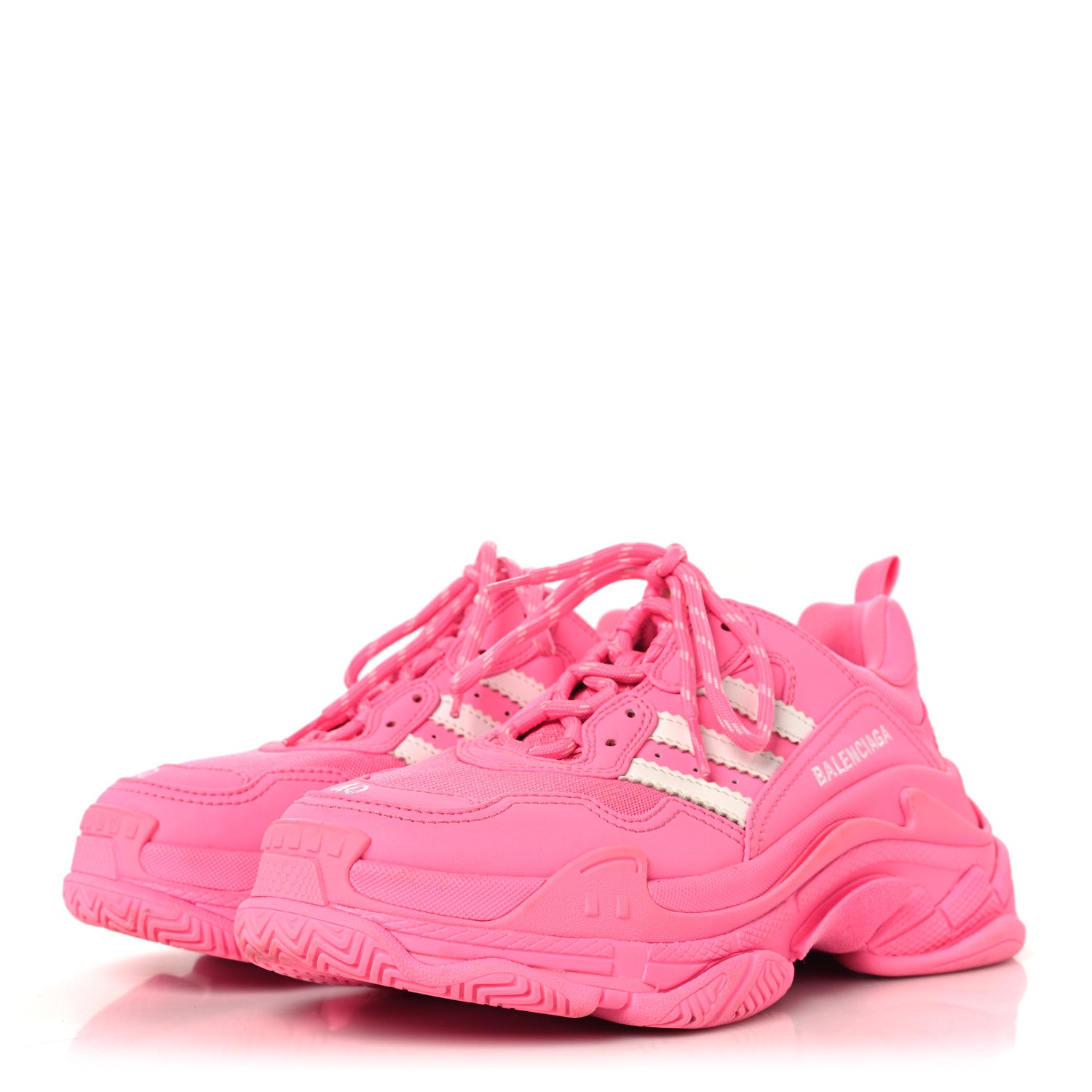 Balenciaga x ADIDAS Fabric Mesh Womens Triple S Sneakers 40 Pink