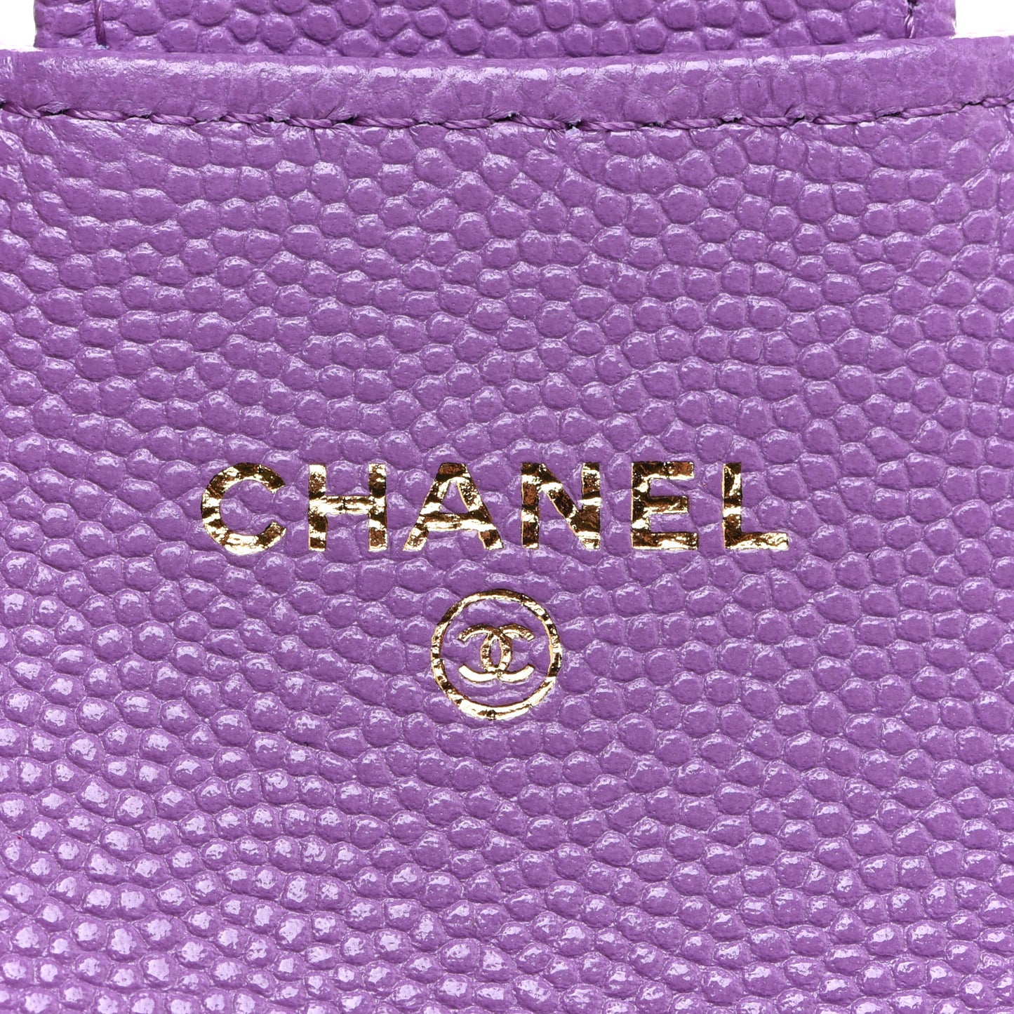 Caviar Quilted Flap Card Holder Wallet Purple