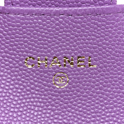 Chanel Caviar Quilted Flap Card Holder Wallet Purple 6 of 10