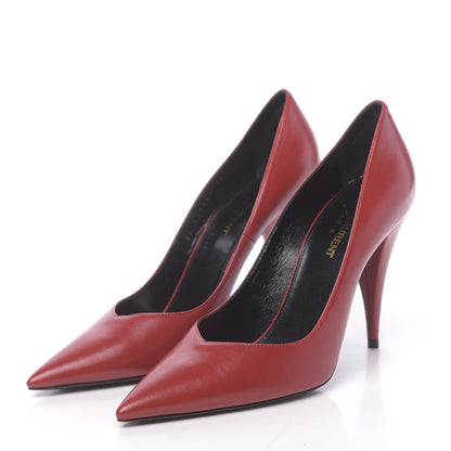 Saint Laurent Calfskin Kiki 100 Pumps 37.5 Red 3 of 9
