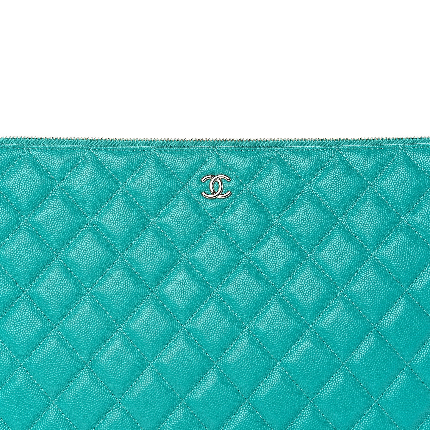 Caviar Quilted Large Cosmetic Case Turquoise