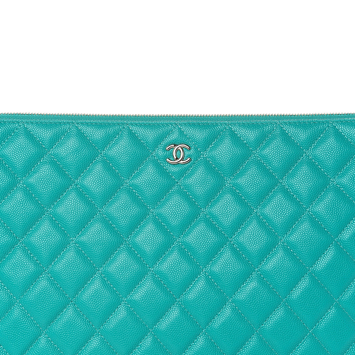 Chanel Caviar Quilted Large Cosmetic Case Turquoise 7 of 7