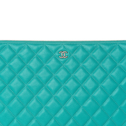 Chanel Caviar Quilted Large Cosmetic Case Turquoise 7 of 7