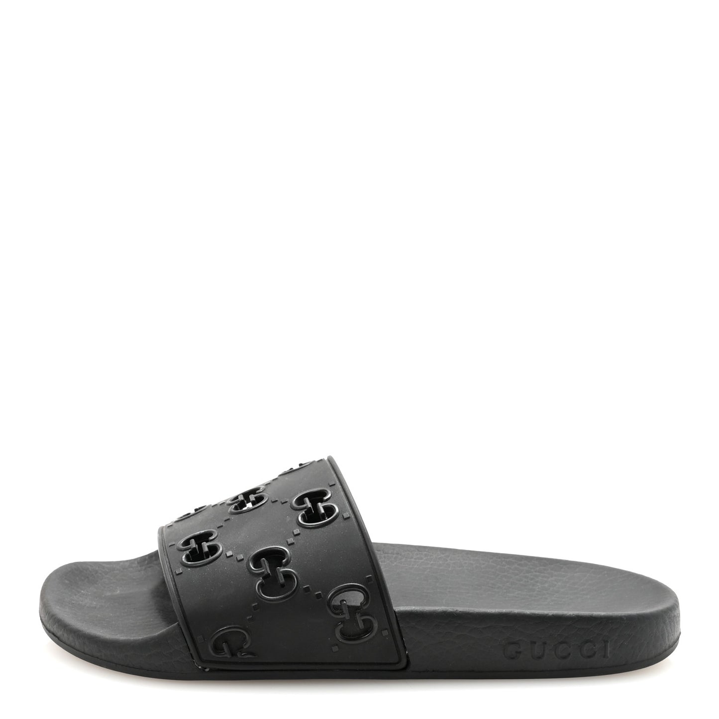 Rubber GG Monogram Perforated Womens Slide Sandals 37 Black